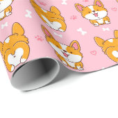 Cadeau Papier d'enveloppement Corgi mou (Coin rond)
