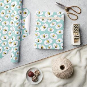 Cadeau Papier d'enveloppement d'abeille au miel mignon