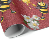 Cadeau Papier d'enveloppement d'abeilles (Coin rond)