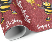 Cadeau Papier d'enveloppement d'abeilles (Coin rond)