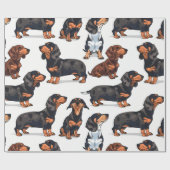 Cadeau Papier d'enveloppement Dachshund Parade (Plat)