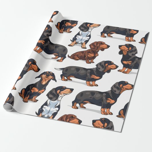 Cadeau Papier d'enveloppement Dachshund Parade (Déroulé)