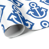 Cadeau Papier d'enveloppement d'Ancres bleu blanc et bleu (Coin rond)