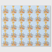 Cadeau Papier d'enveloppement d'animaux de la jungle bleu (Plat)