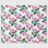 Cadeau Papier d'enveloppement d'anniversaire à l'éléphant (Plat)