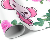 Cadeau Papier d'enveloppement d'anniversaire à l'éléphant (Coin rond)