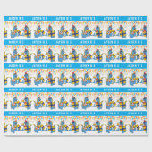 Cadeau Papier d'enveloppement d'anniversaire de dragon bl (Plat)