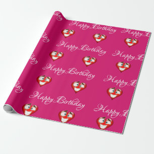 Cadeau Papier d'enveloppement d'anniversaire du coeur
