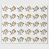 Cadeau Papier d'enveloppement d'anniversaire éléphant (Plat)