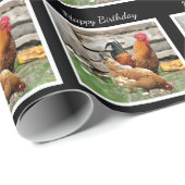 Cadeau Papier d'enveloppement d'anniversaire / Poulets ni (Coin rond)