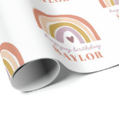 Cadeau Papier d'enveloppement d'anniversaire pourpre de l (Coin rond)