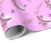 Cadeau Papier d'enveloppement d'anniversaire rose violet (Coin rond)