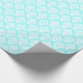 Cadeau Papier d'enveloppement d'aquamarine et de Damas bl (Coin)