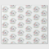 Cadeau Papier d'enveloppement d'aquarelle bleu rose Acier (Plat)