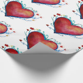 Cadeau Papier d'enveloppement d'aquarelle Coeurs (Coin)