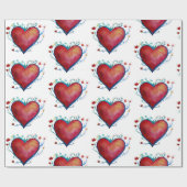 Cadeau Papier d'enveloppement d'aquarelle Coeurs (Plat)