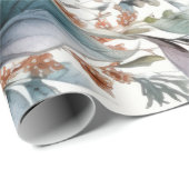 Cadeau Papier d'enveloppement d'aquarelle de feuillage ve (Coin rond)