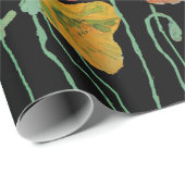 Cadeau Papier d'enveloppement d'aquarelle orange et noir (Coin rond)