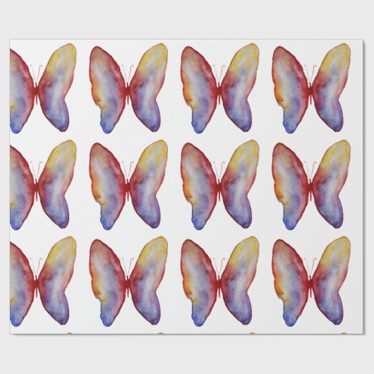 Cadeau Papier d'enveloppement d'aquarelle papillon (Plat)