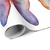 Cadeau Papier d'enveloppement d'aquarelle papillon (Coin rond)