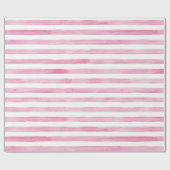 Cadeau Papier d'enveloppement d'aquarelle - rayures roses (Plat)
