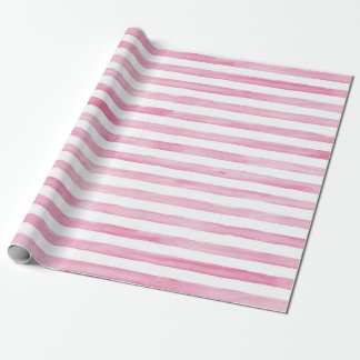 Cadeau Papier d'enveloppement d'aquarelle - rayures roses