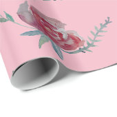 Cadeau Papier d'enveloppement d'aquarelle rose (Coin rond)