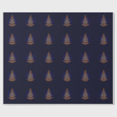 Cadeau Papier d'enveloppement d'arbre de Noël bleu élégan (Plat)