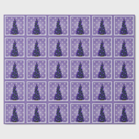 Cadeau Papier d'enveloppement d'arbre de Noël mauve (Plat)
