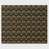 Cadeau Papier d'enveloppement d'arbres dorés (Plat)