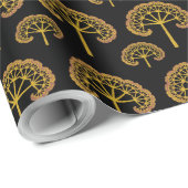 Cadeau Papier d'enveloppement d'arbres dorés (Coin rond)