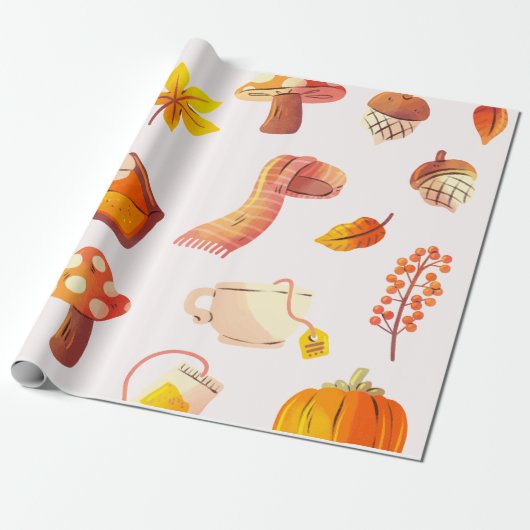 Cadeau Papier d'enveloppement d'automne confortable (Déroulé)