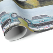 Cadeau Papier d'enveloppement de 55' Chevy Car Art (Coin rond)