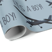 Cadeau Papier d'enveloppement de Baby shower d'avion (Coin rond)