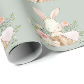 Cadeau Papier d'enveloppement de Baby shower lapin (Coin rond)