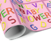 Cadeau Papier d'enveloppement de Baby shower rose (Coin rond)