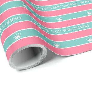Cadeau Papier d'enveloppement de Baby shower rose Turquoi