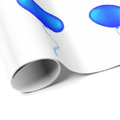 Cadeau Papier d'enveloppement de ballons bleus (Coin rond)