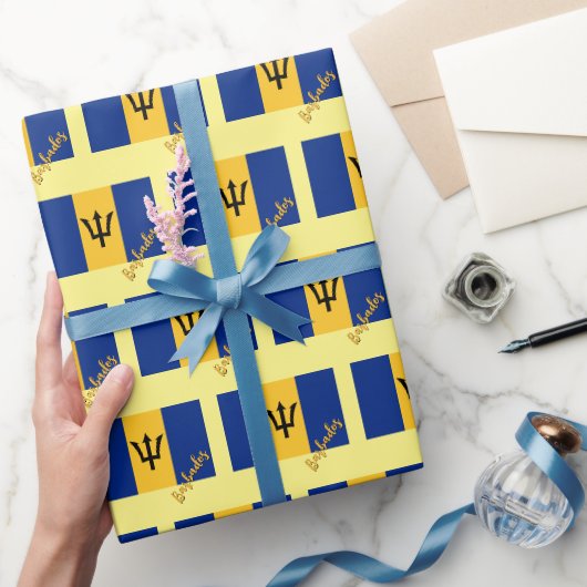 Cadeau Papier d'enveloppement de Barbade, jaune, Drapeau (Cadeaux)