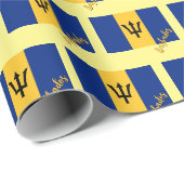Cadeau Papier d'enveloppement de Barbade, jaune, Drapeau (Coin rond)