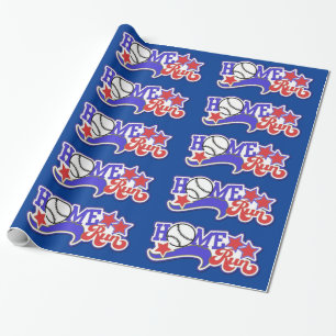 Cadeau Papier d'enveloppement de base-ball Red White & Bl