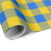 Cadeau Papier d'enveloppement de bison bleu et jaune (Coin rond)