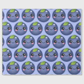 Cadeau Papier d'enveloppement de bleuets Kawaii (Plat)