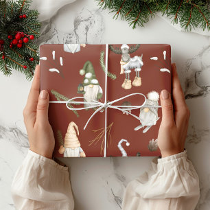 Cadeau Papier d'enveloppement de bois de Noël Gnomes