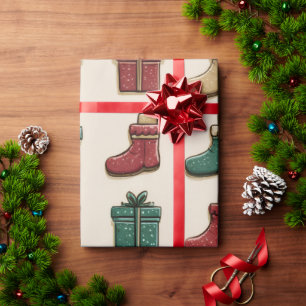Cadeau Papier d'enveloppement de bottes et cadeaux de Noë