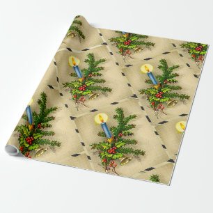 Cadeau Papier d'enveloppement de bougies vintage Holiday