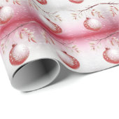 Cadeau Papier d'enveloppement de boule de Noël rose (Coin rond)