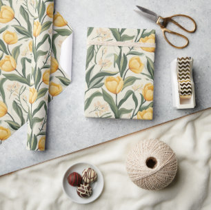 Cadeau Papier d'enveloppement de bouquet de tulipe romant