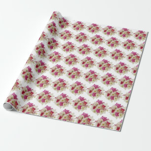 Cadeau Papier d'enveloppement de bouquet rose blanc