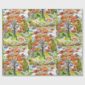 Cadeau Papier d'enveloppement de cabincore Fox Woodland (Plat)